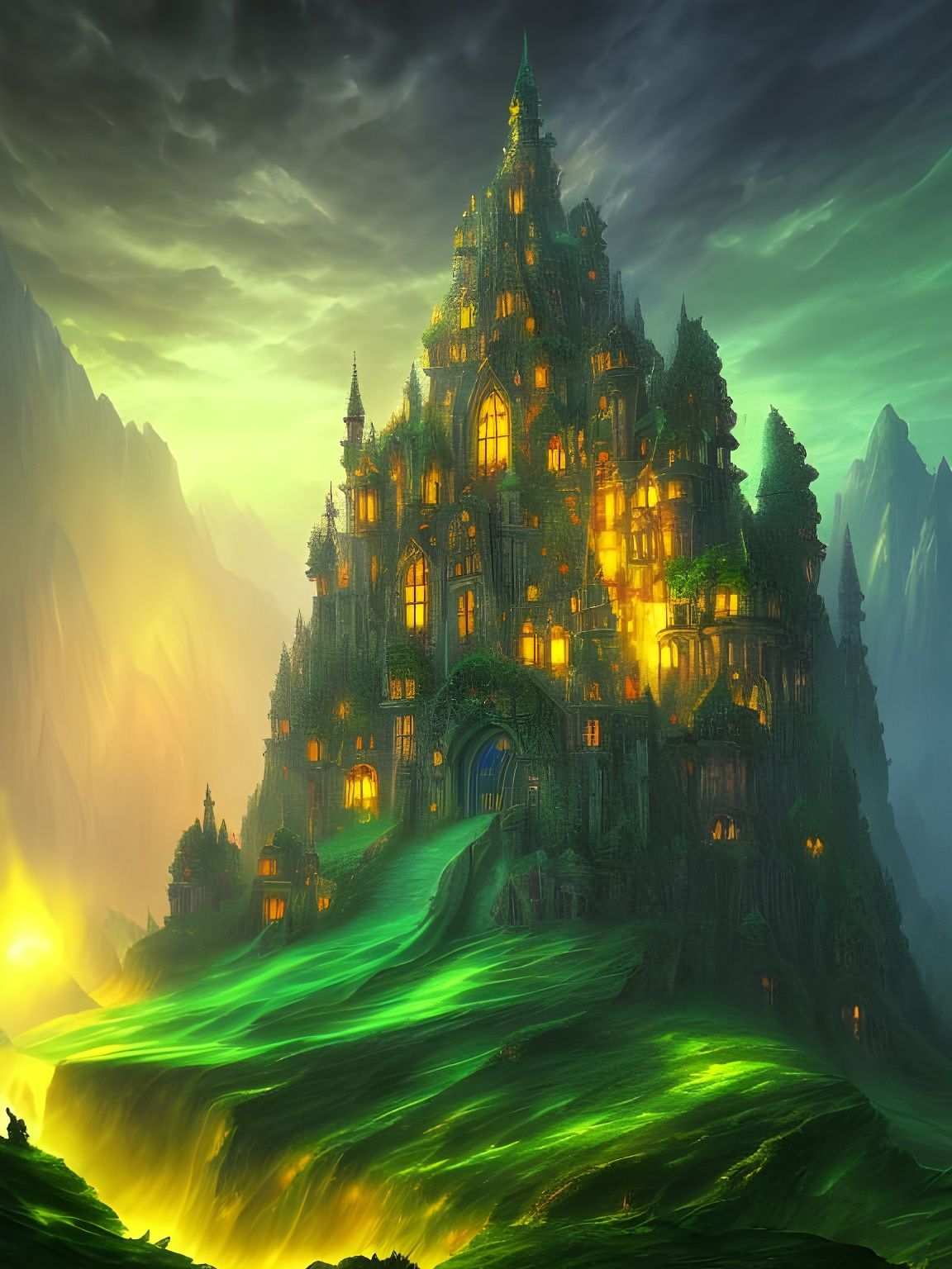 Hyperdetailed Emerald Castle Render in Unreal Engine