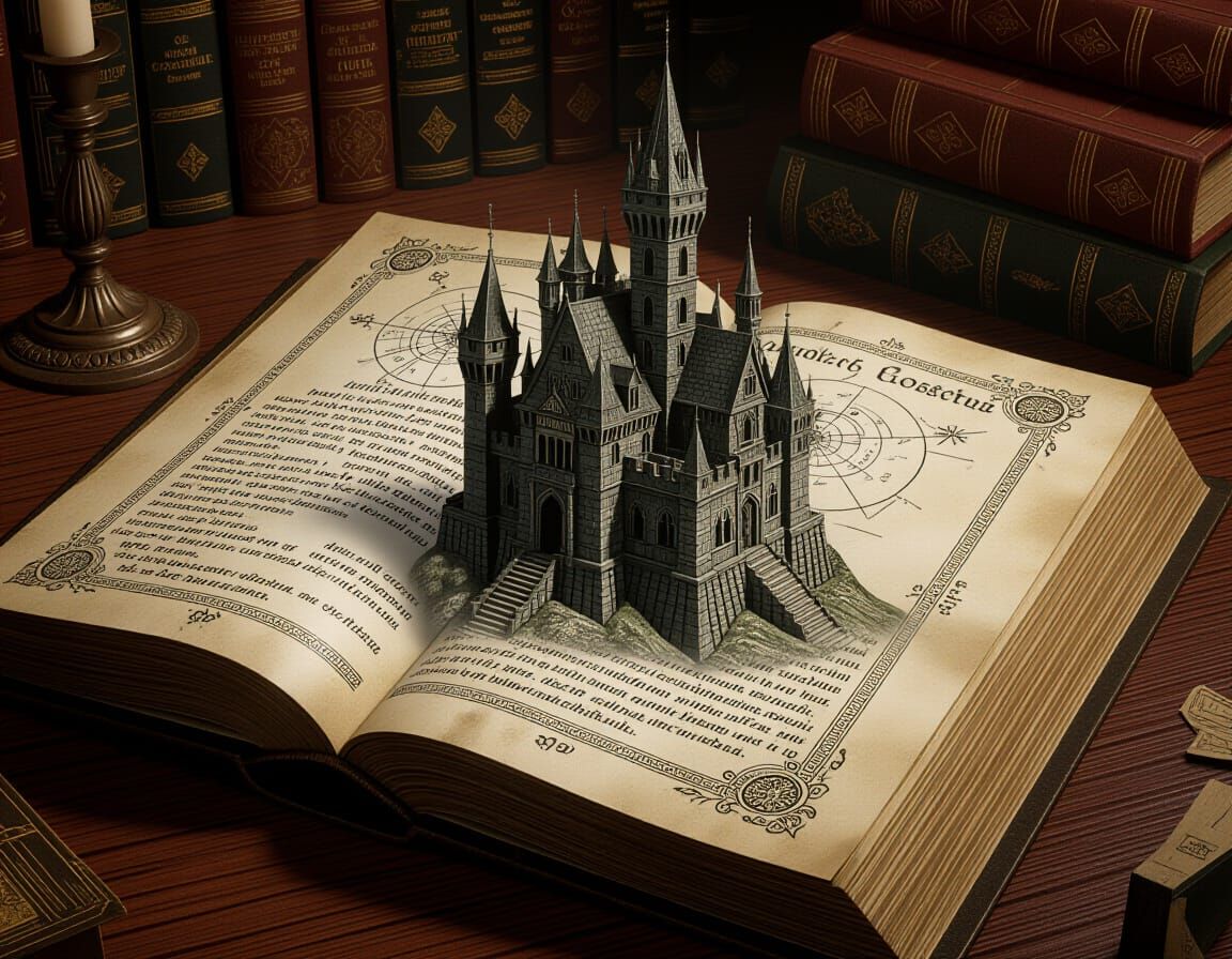 Ancient Book Comes to Life: Gothic Castle Emerges
