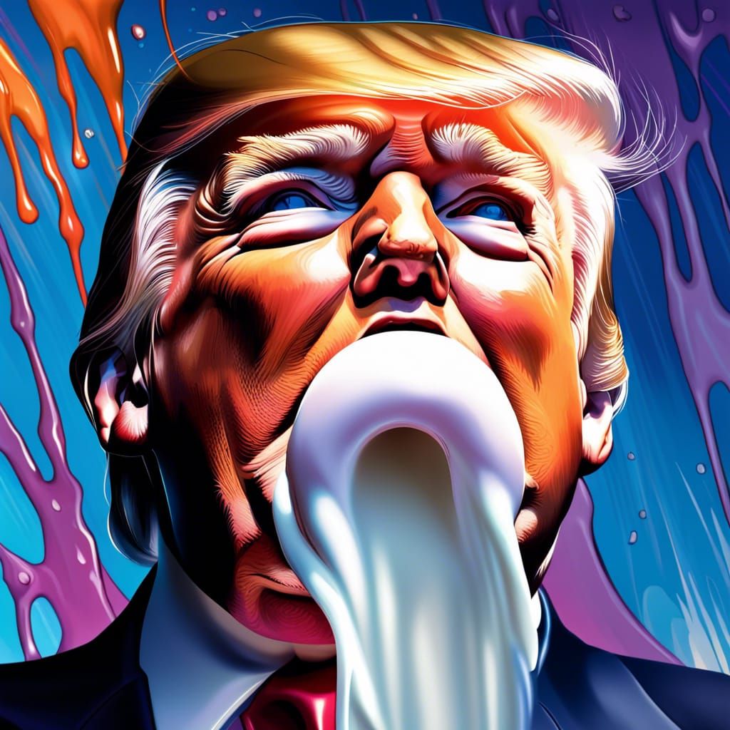 Hyperrealistic Man Drinking Milk Splash Art