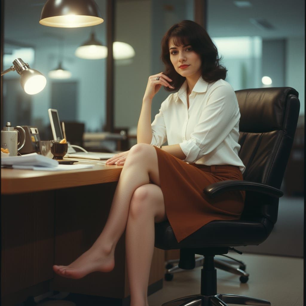 Realistic Photo of Woman Working in Office