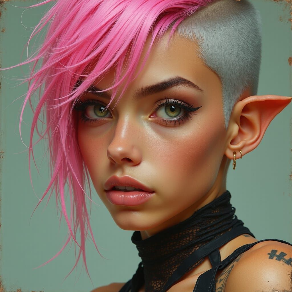 Cherokee Egyptian Idol with Pink-Grey Hair in Spandex