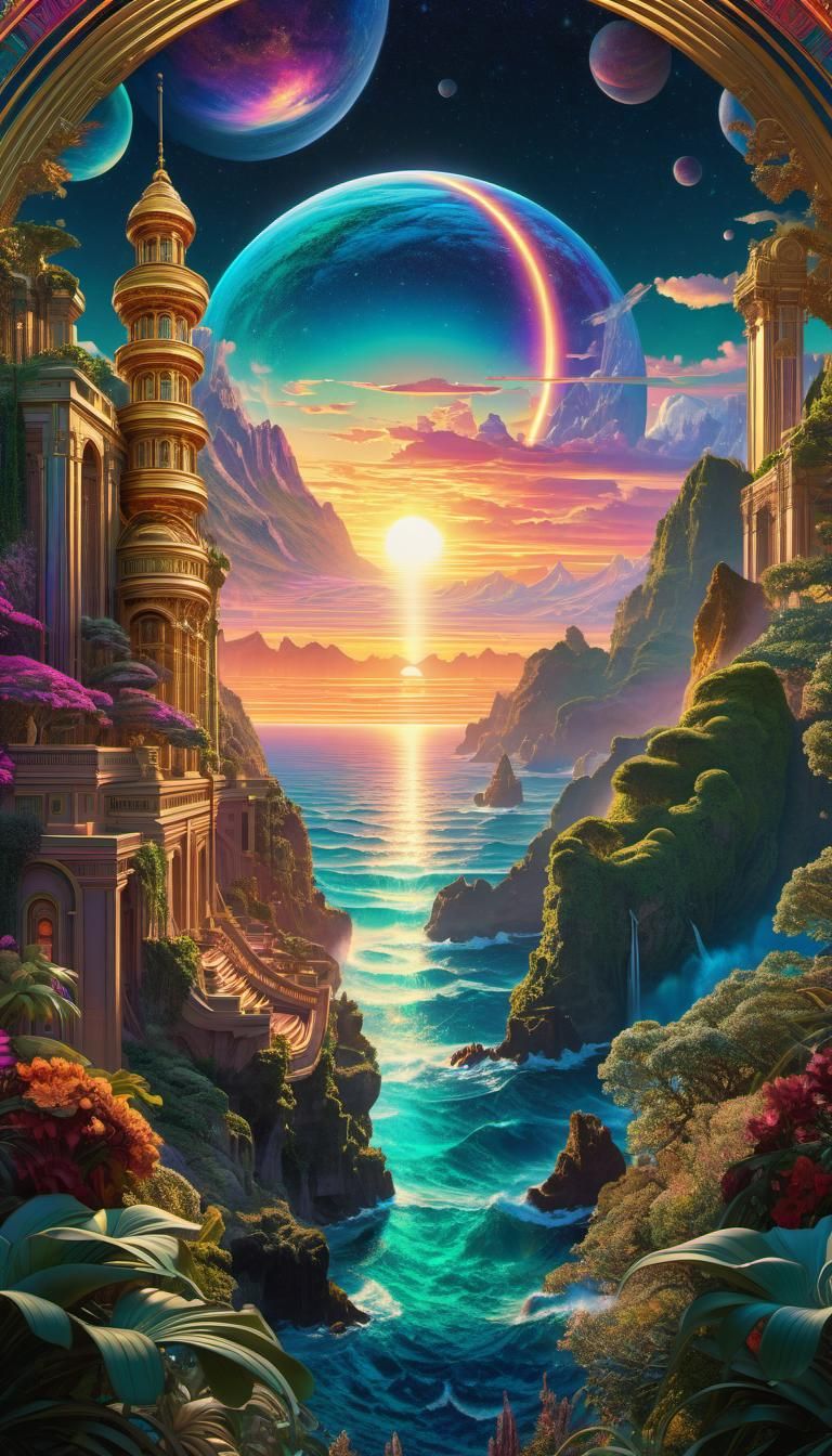 Quantum Psychedelic Space Odyssey Ocean Landscape