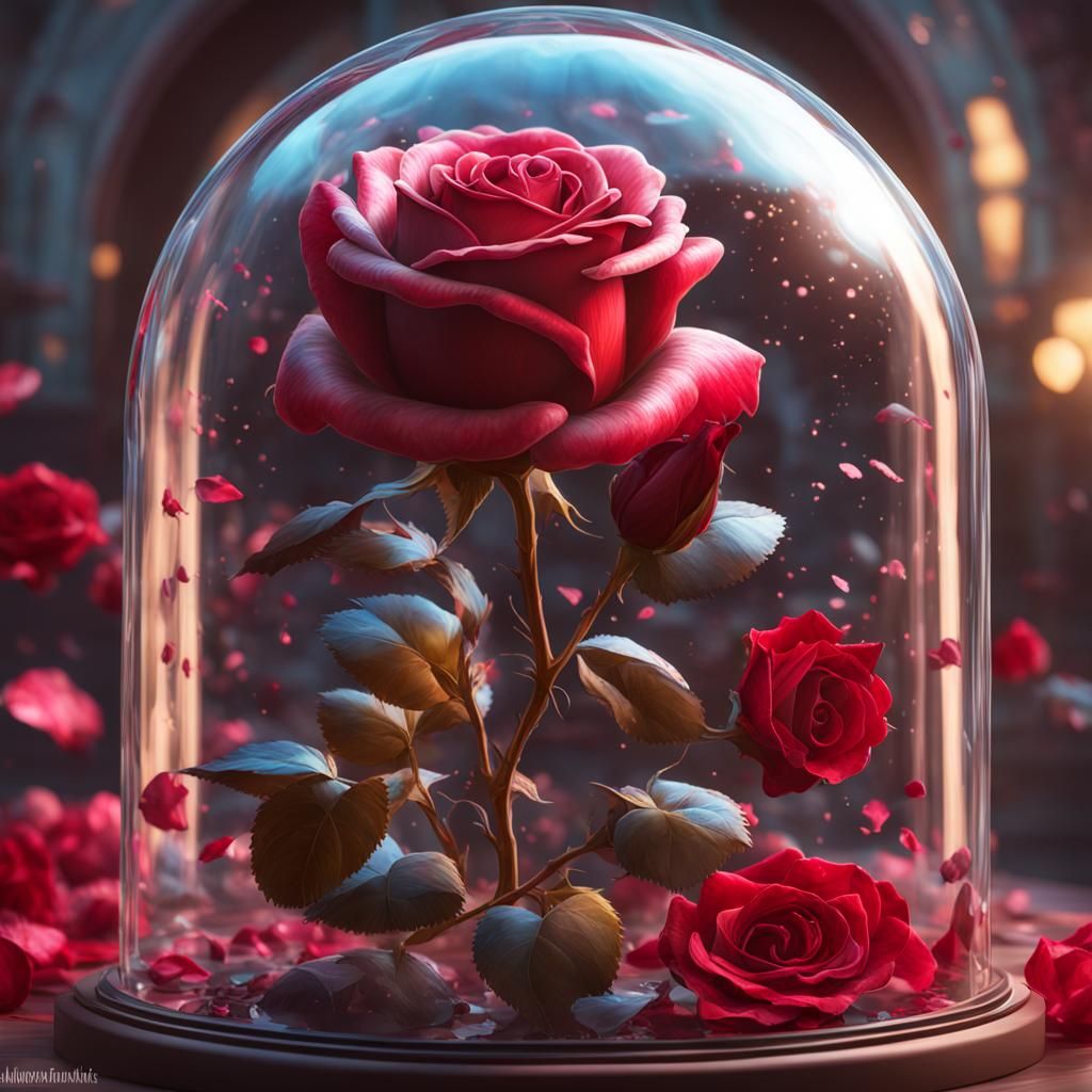 Enchanted Chocolate Rose Under Glass Dome