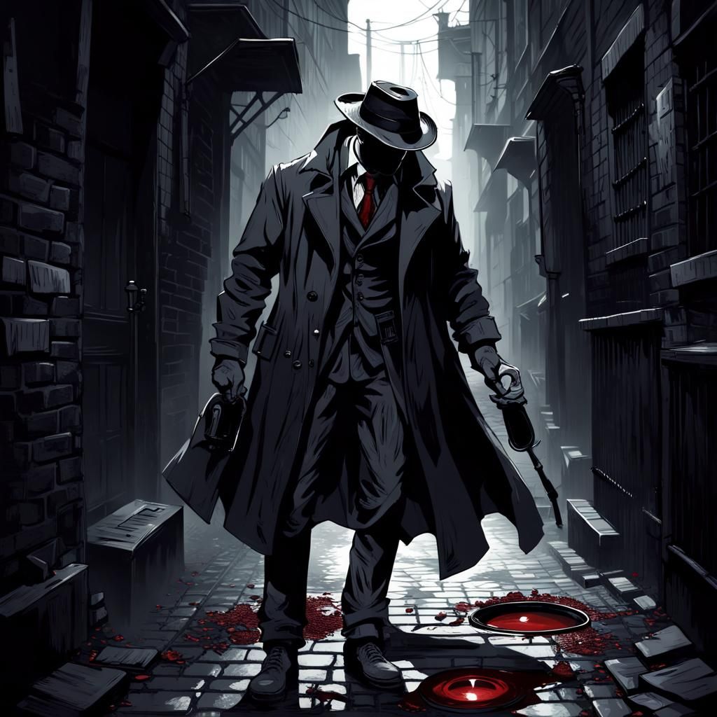 Detective in Dark Alley, Bloodborne Art Style