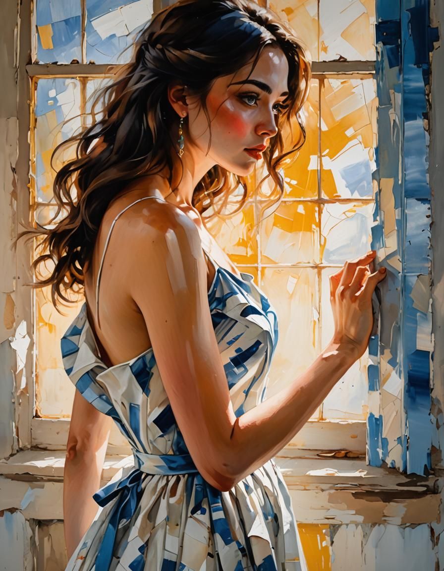 Expressive Oil Painting Portrait with Dramatic Lighting
