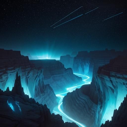 Holographic Desert Canyon Topographical Map in Blue