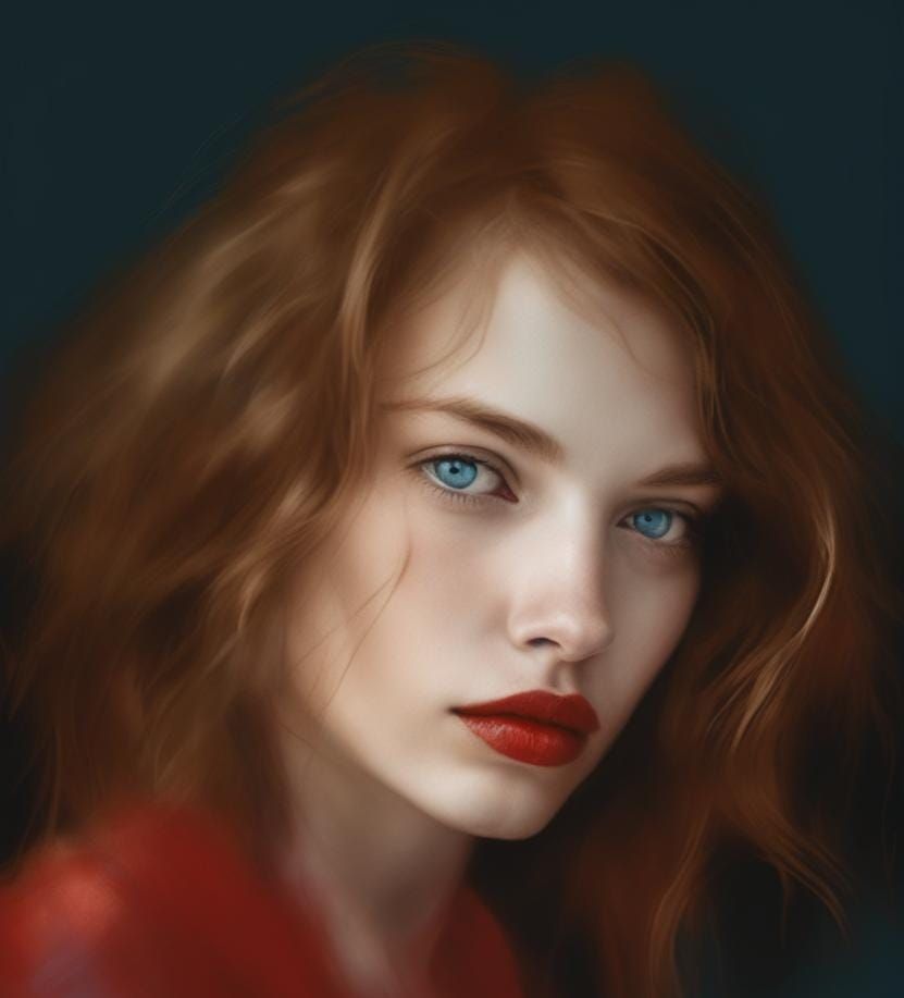 Abstract Sketch of a Young Woman Portrait