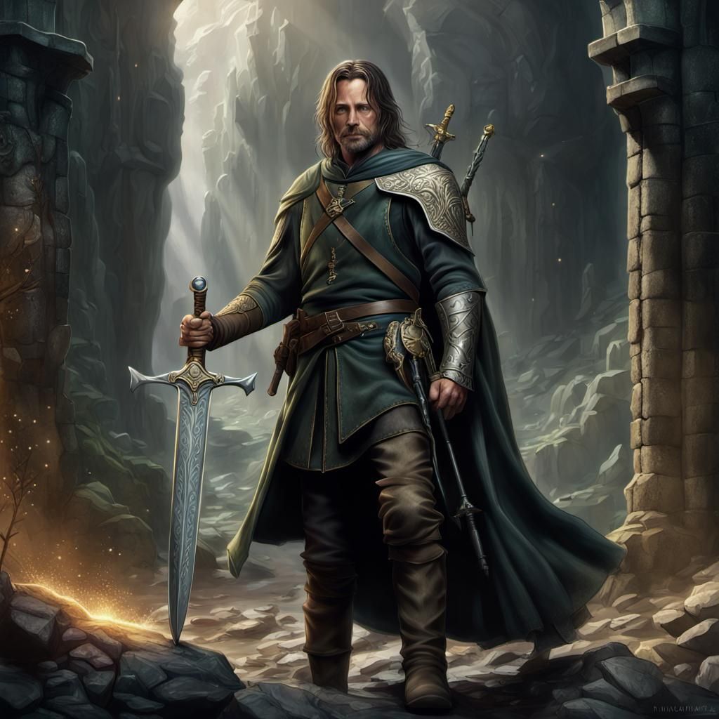 Aragorn Embraces Destiny with Andúril: Matte Painting