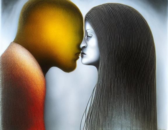 Ethereal Embrace: A Dystopian Surrealist Portrait