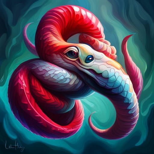 Cute Snake in Graffiti Street Art Style