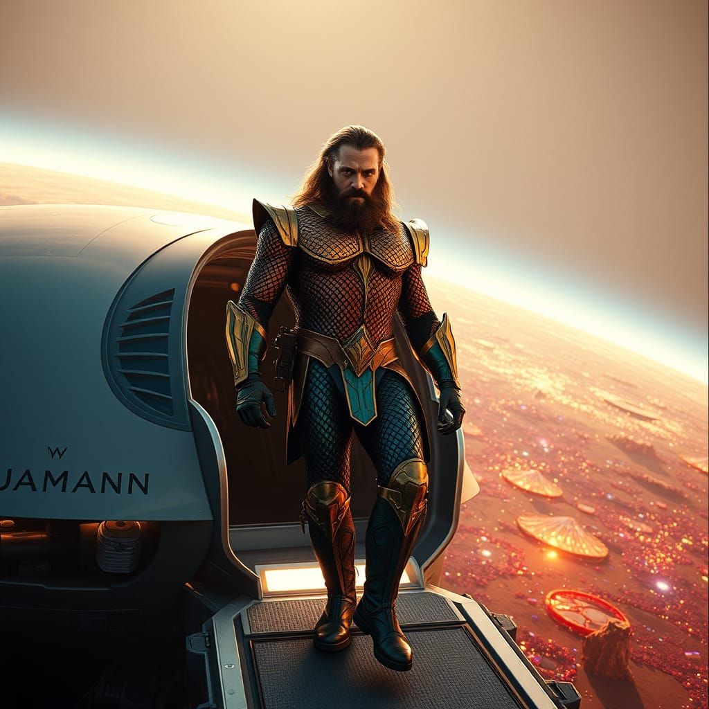 Aquaman Emerges from Stained Glass Spaceship