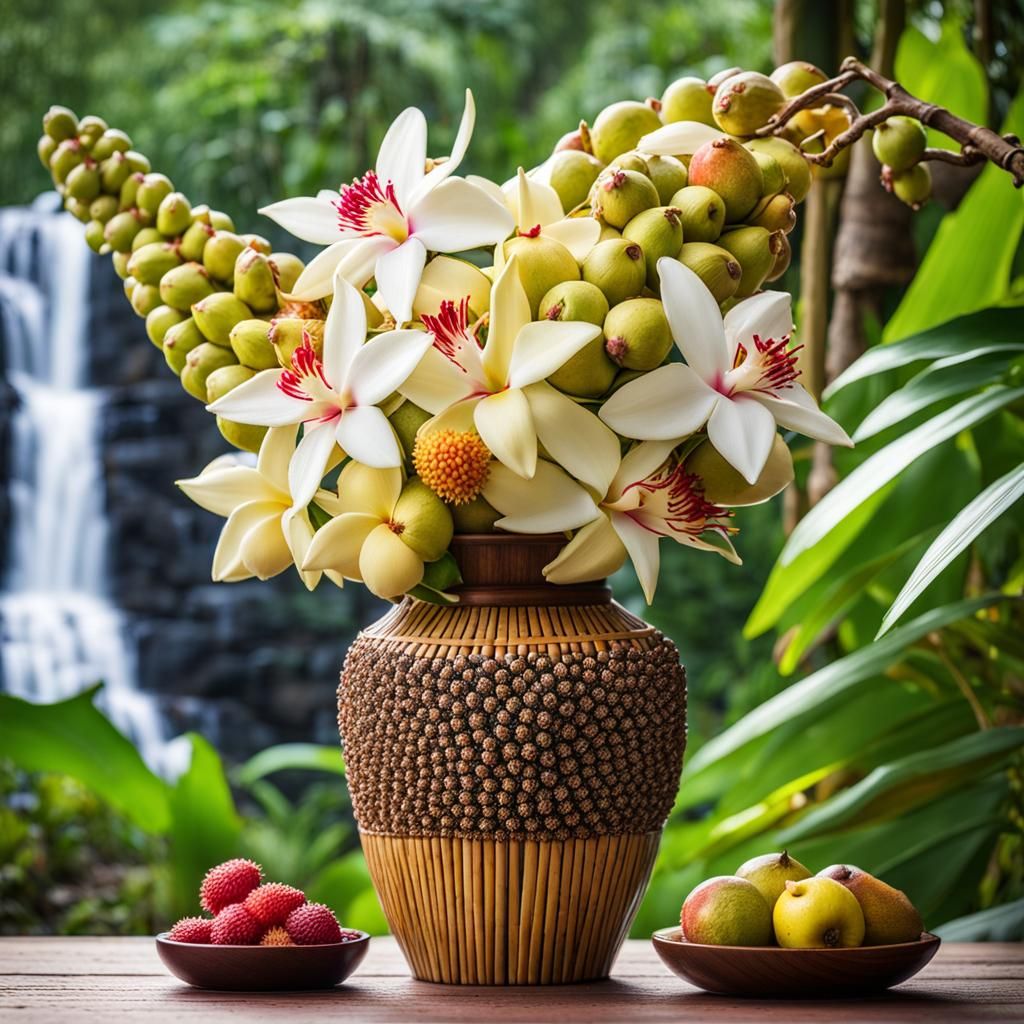 Indonesian Flowers and Fruits Still Life Photograph