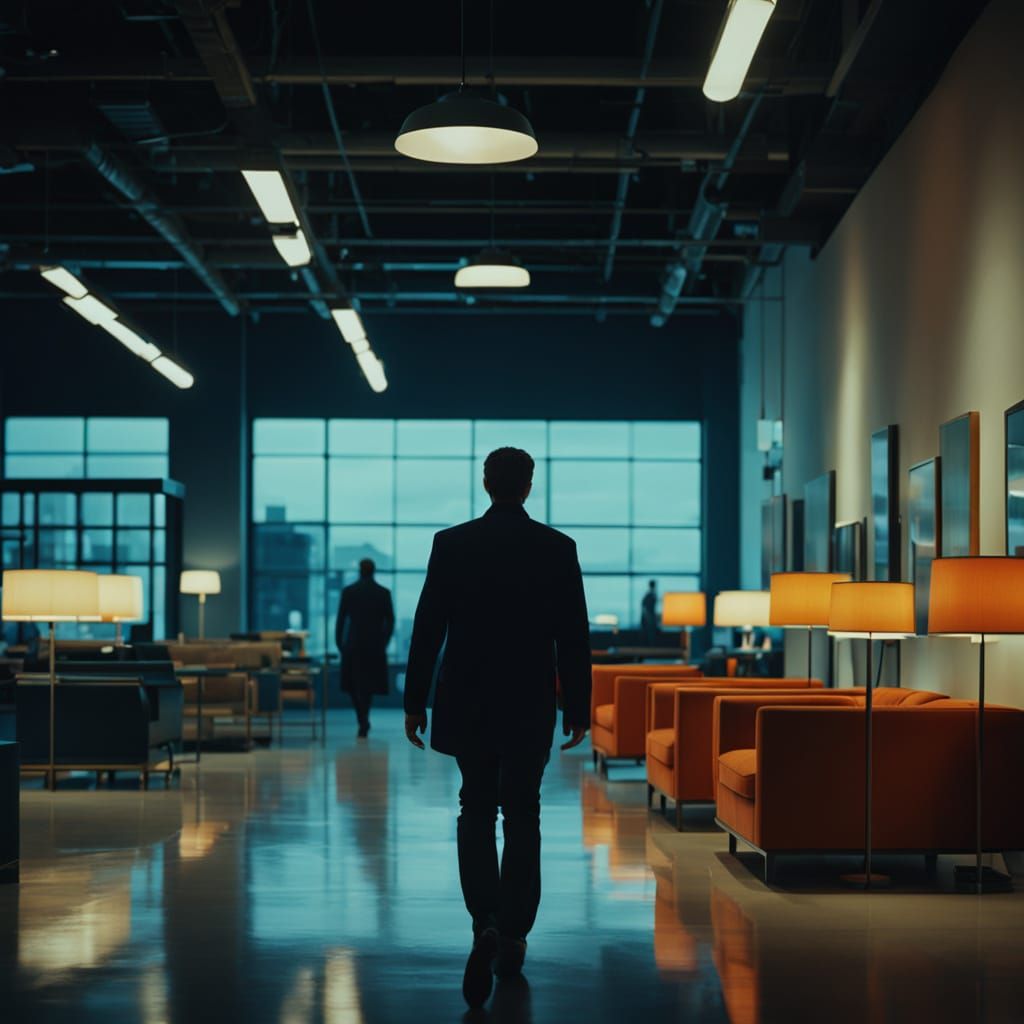 Film Noir Furniture Store Cinematic Still