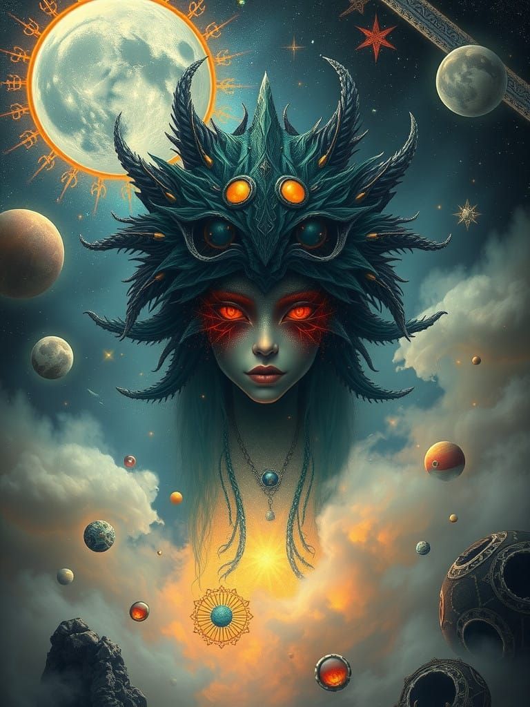 Ethereal Celestial Being in a Dreamlike Tapestry