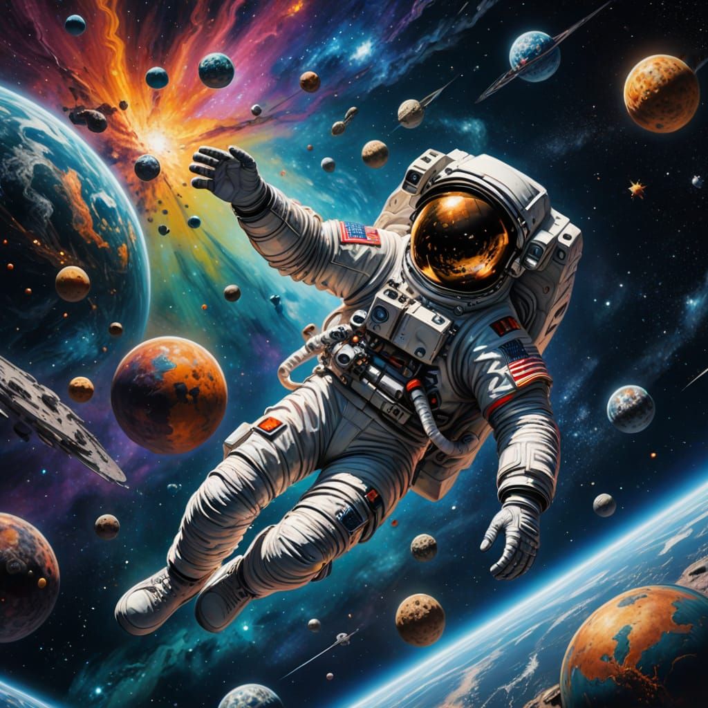 Astronaut in Cosmic Expressionist Masterpiece