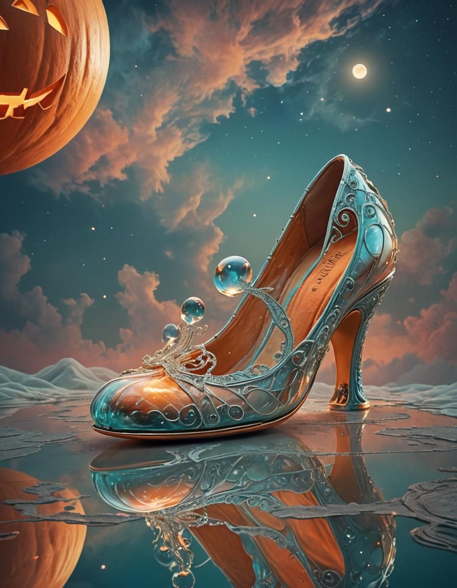 Surreal Cinderella Slipper Orbits Pumpkin Moon