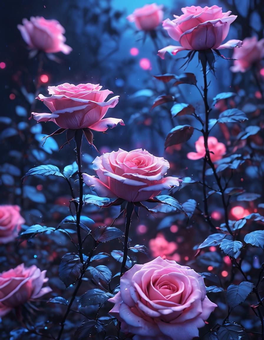 Neon Holographic Anime Dreamscape in Watercolour