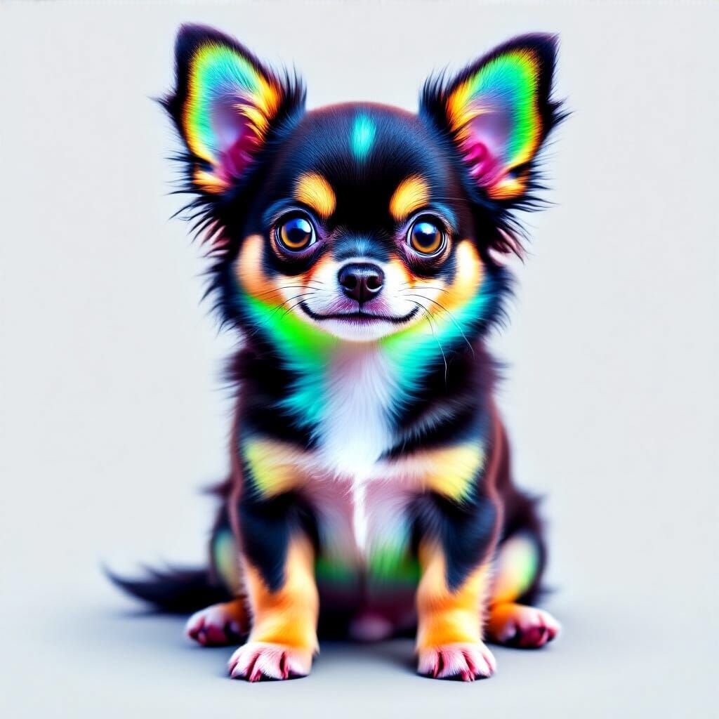 Adorable Chihuahua Puppy in Vibrant Fluorescent Colors