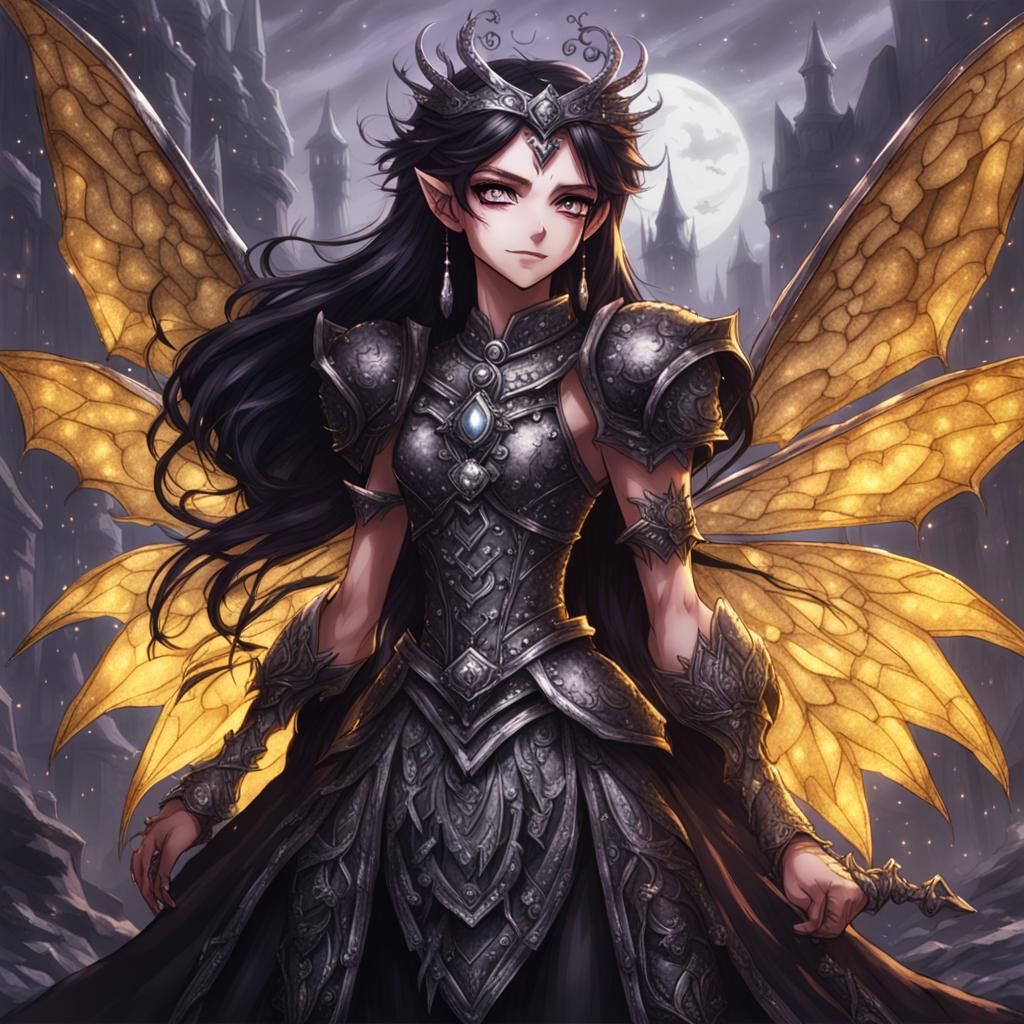 Ylavi Crystalsprite dark fairy princess with an evil Machiavellian smile