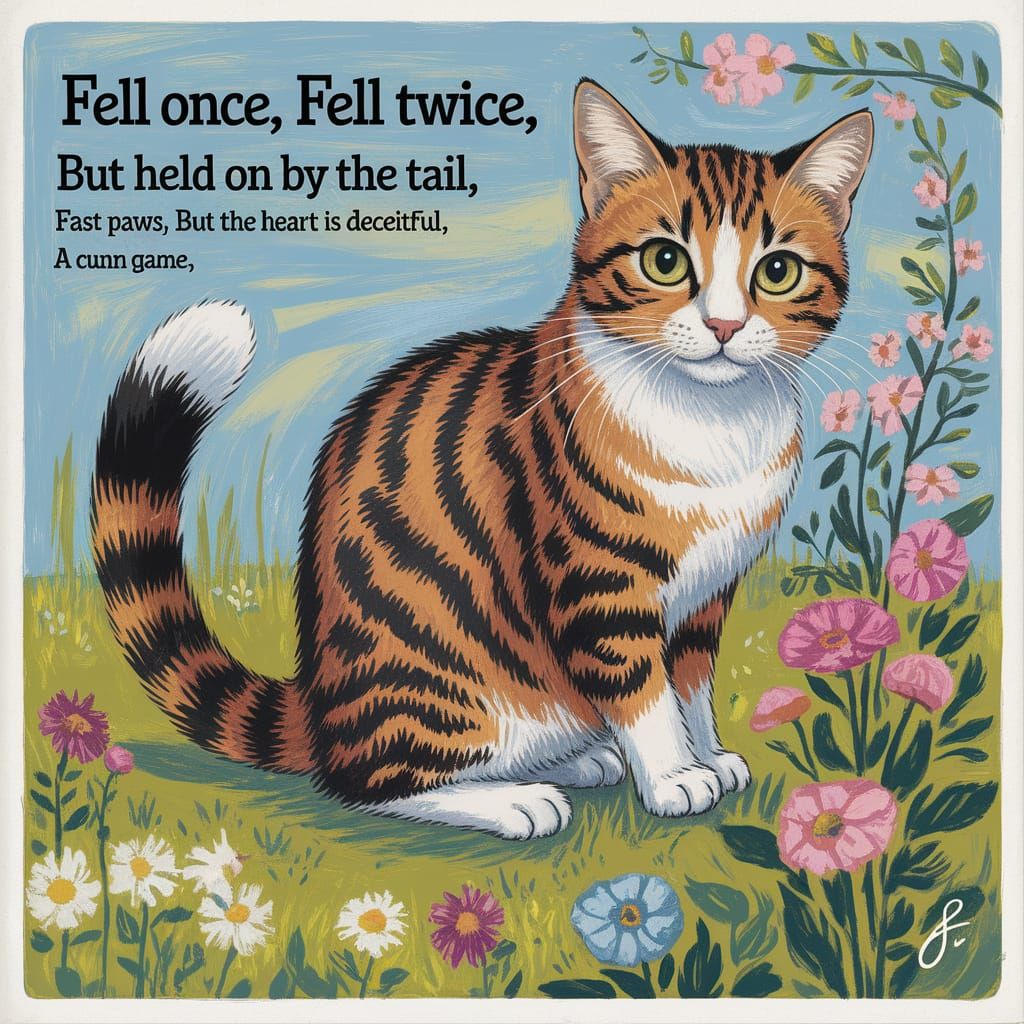 Cunning Cat Game Art in Cubist Style