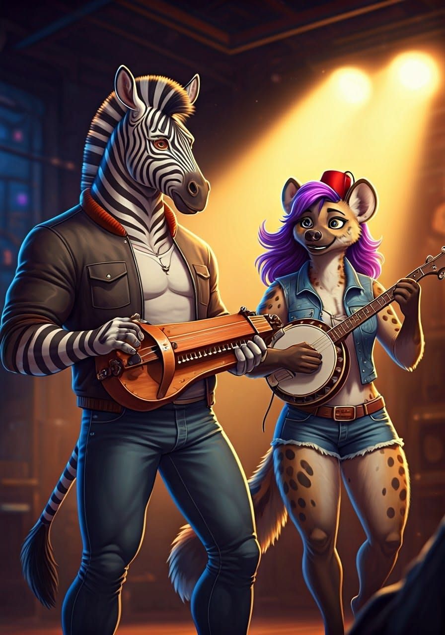 Anthropomorphic Zebra Musician Brings Enthusiasm to Smoky Ni...