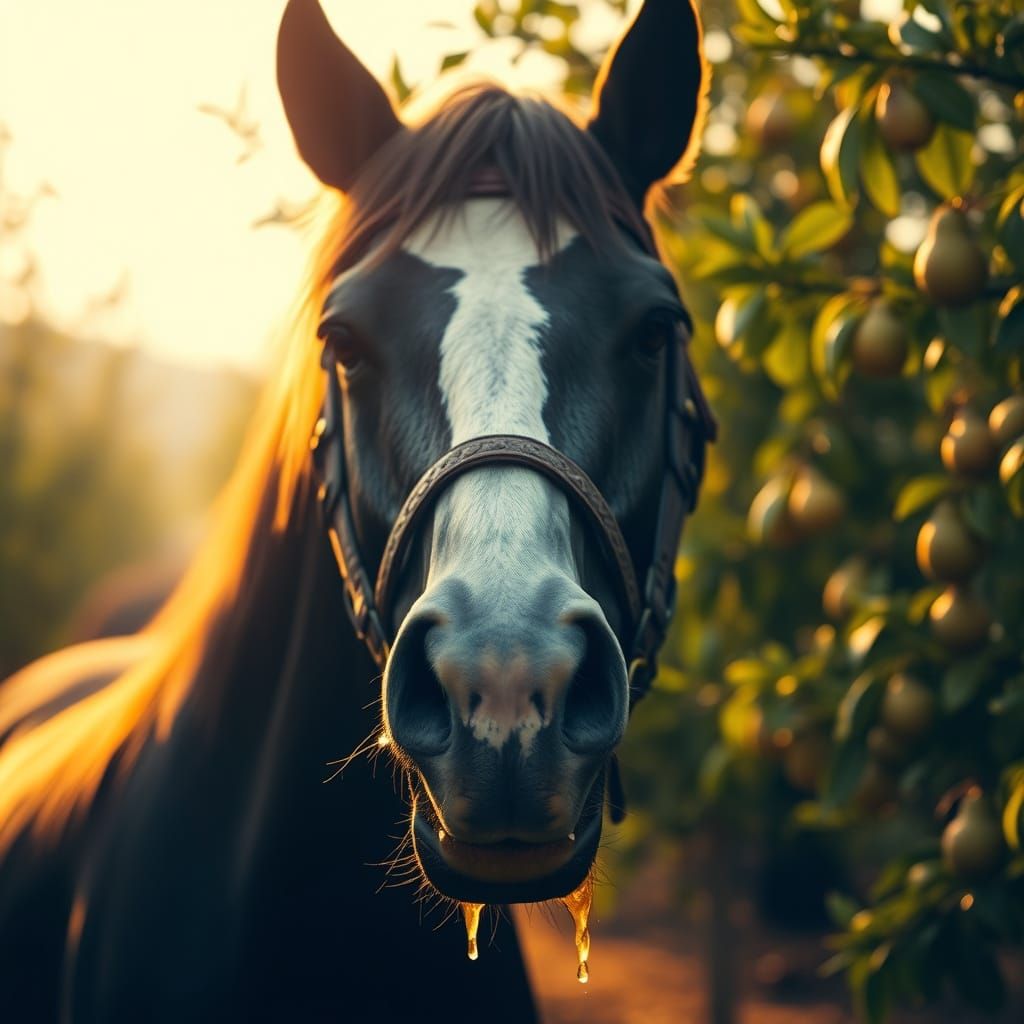 MR Ed the talking horse, the horse is eating a pear