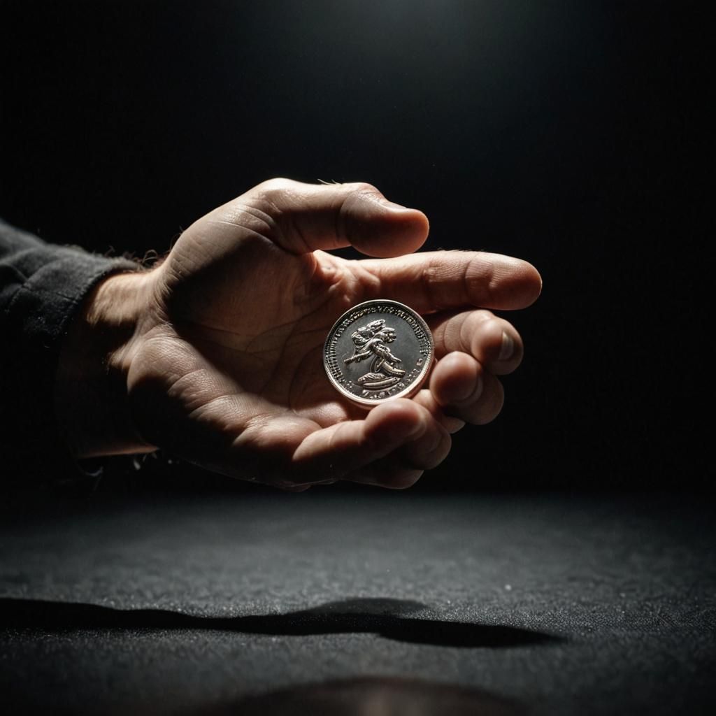 Silver Coin Toss in Dramatic Cinematic Lighting