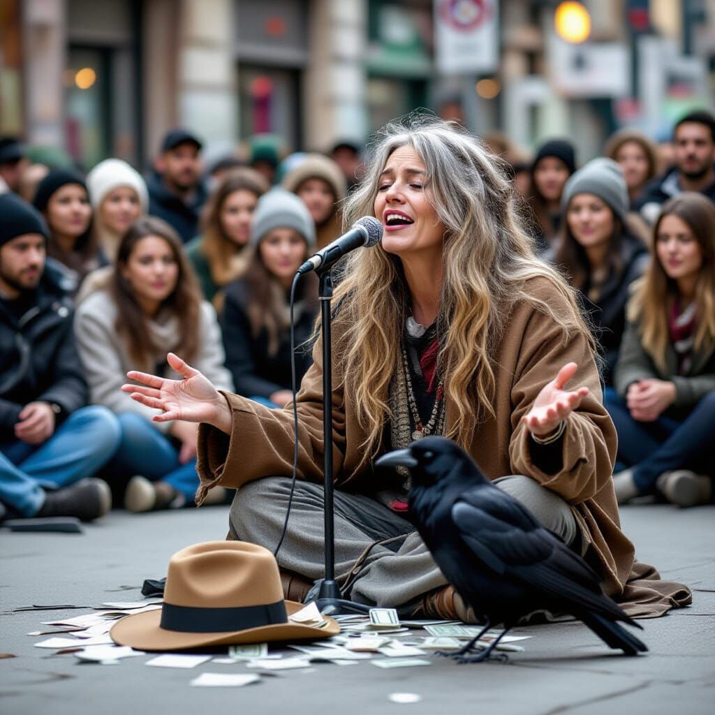 Street Musician Sings Charmingly to Captivated Crowd