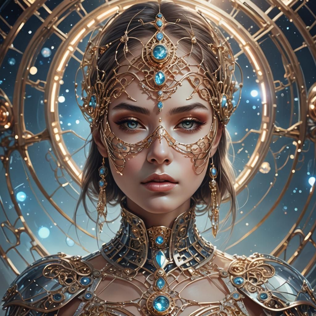 Futuristic Space Princess with Jeweled Mask