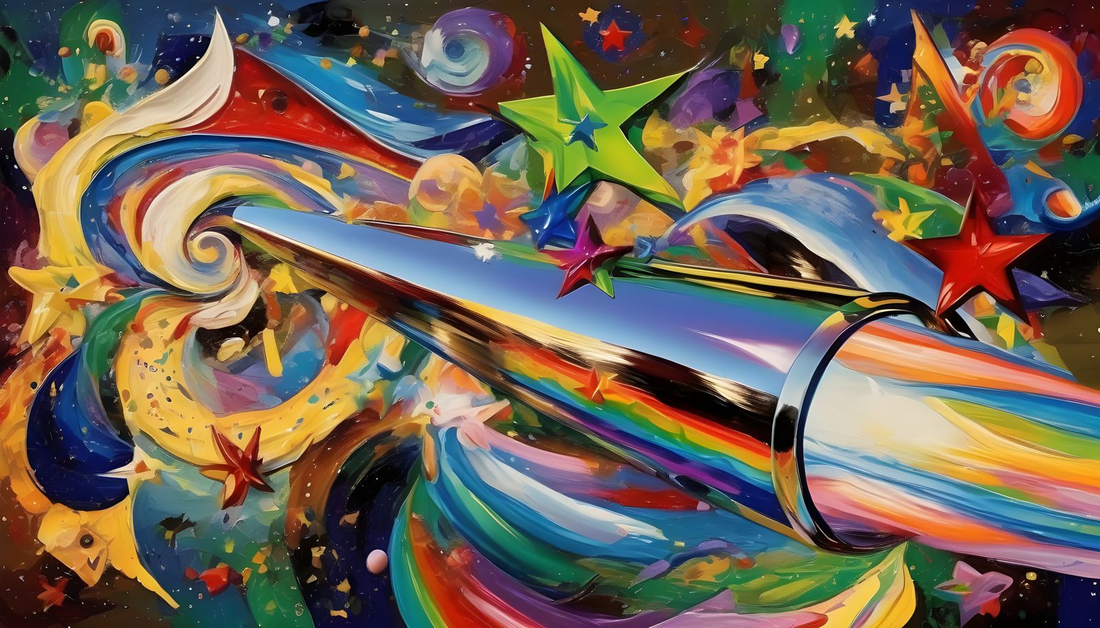 Sleek Rainbow Cylinder with Fiery Vortex