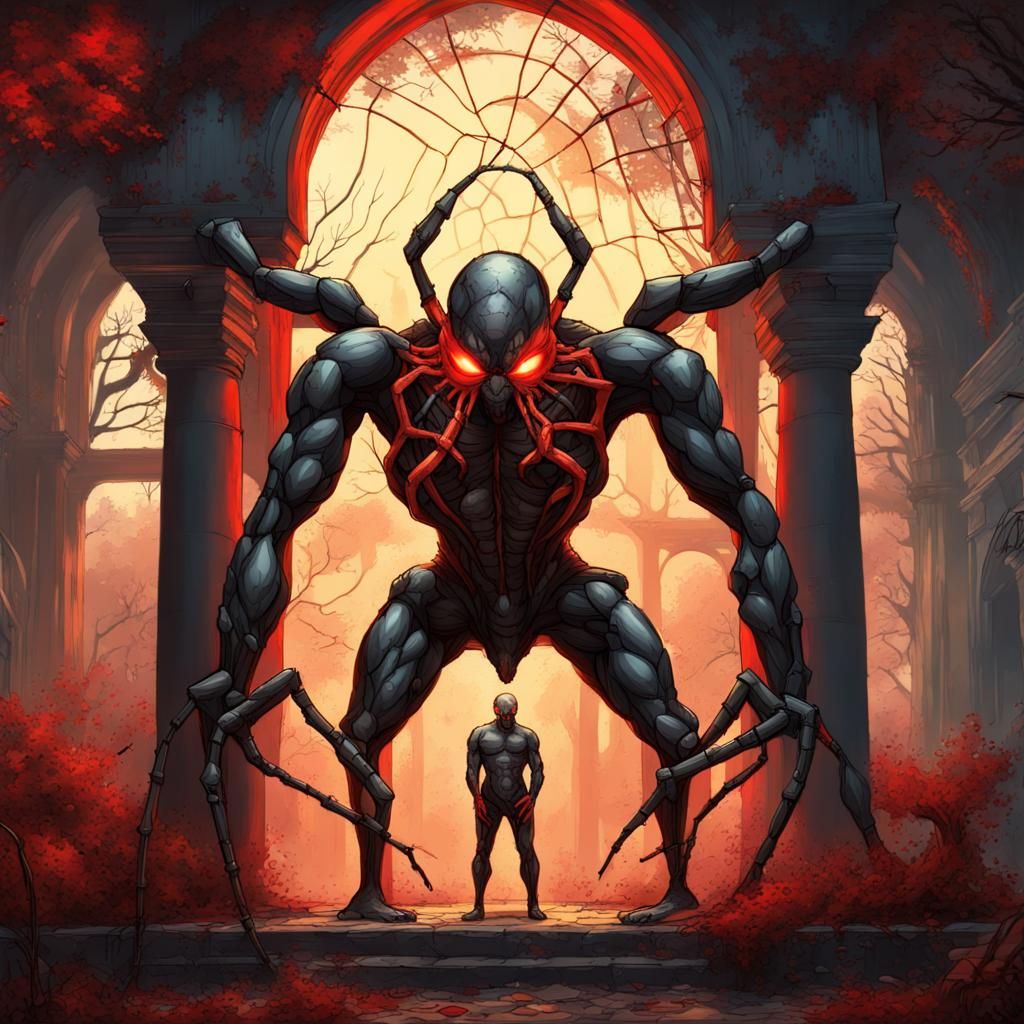 Warrior Golem Spider in Ancient Victorian Ruins