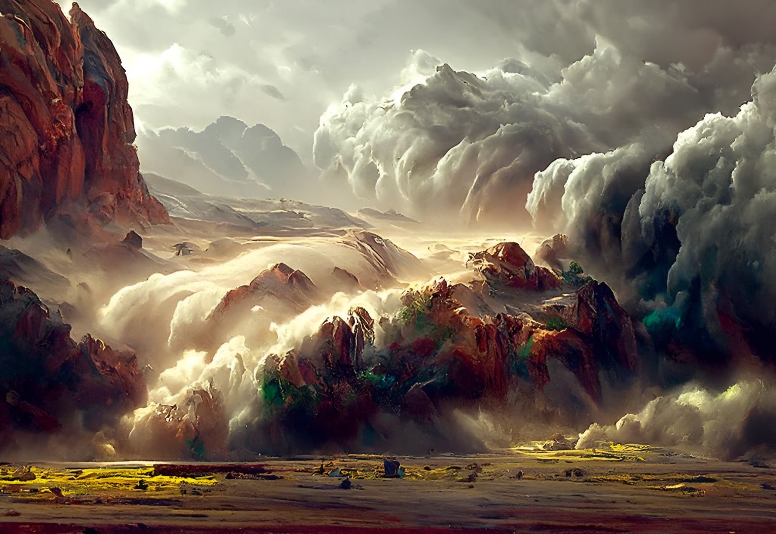 Epic Desert Dust Storm Landscape Painting