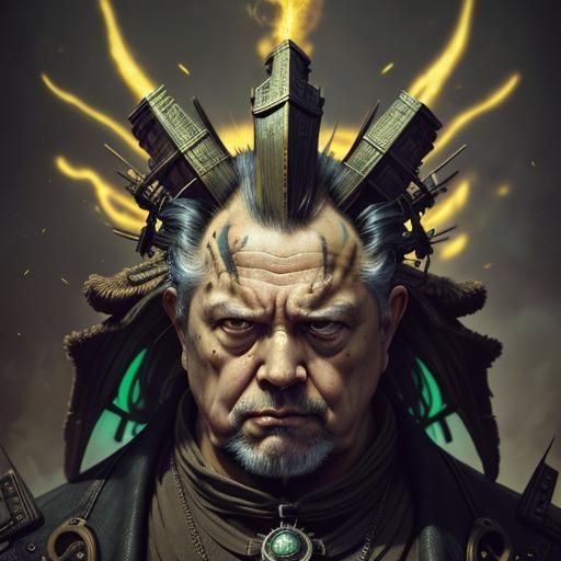 Surreal Giant Scowls Over Village, Dreamlike Art