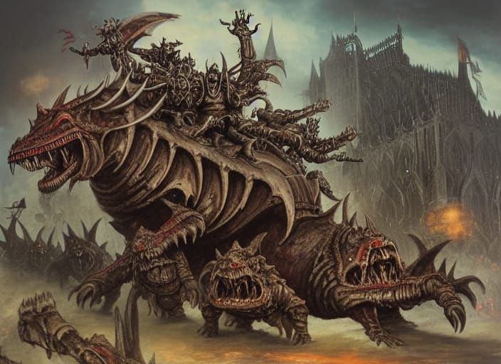 Ork Leader on Giger Rhinozeros Storming Vienna