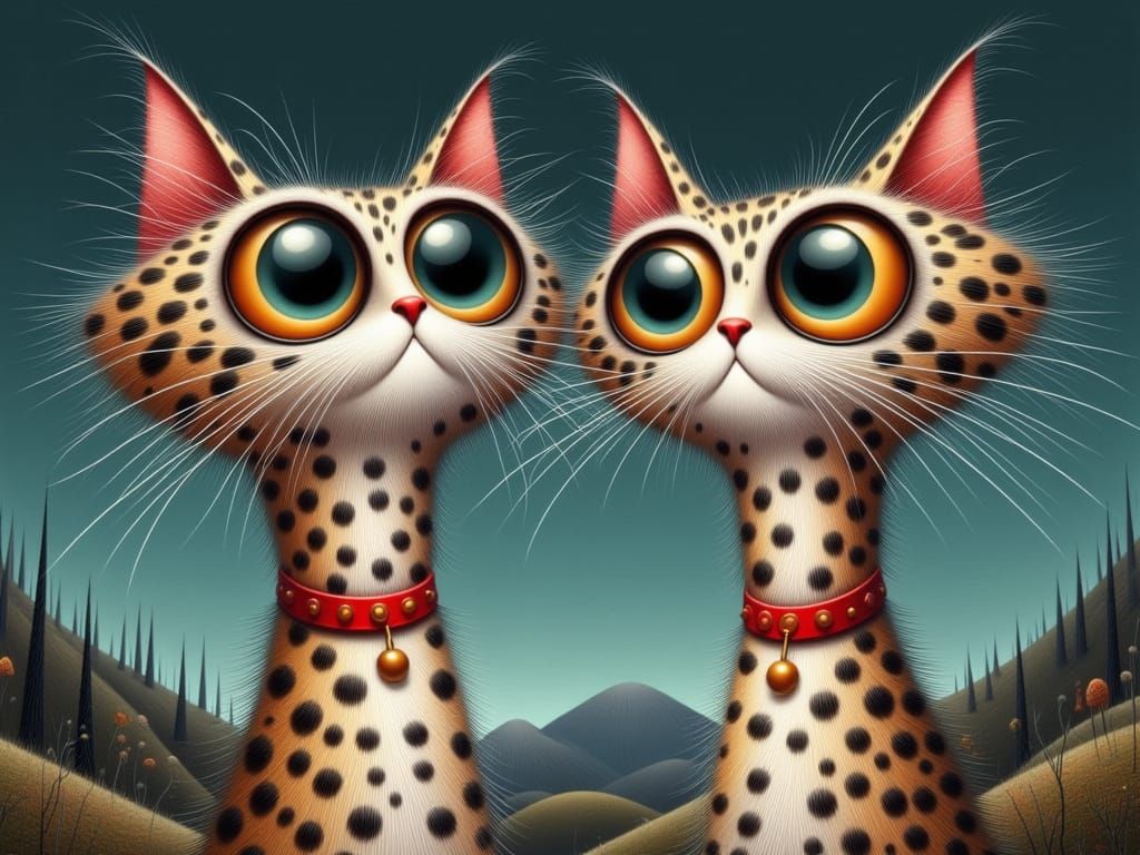 Whimsical Cats in Spotted Harmony