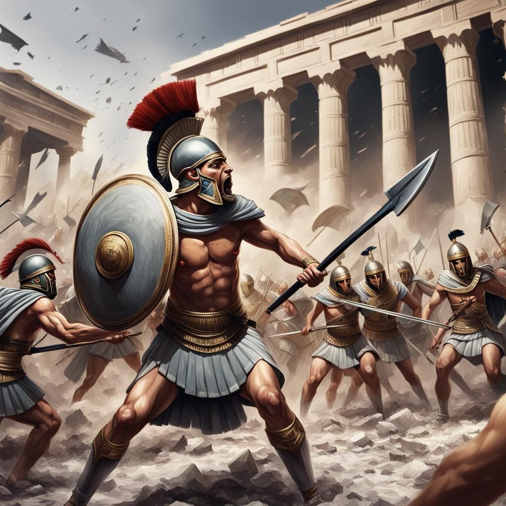 Violent Battle: Greek Hoplites Attack Egyptian City