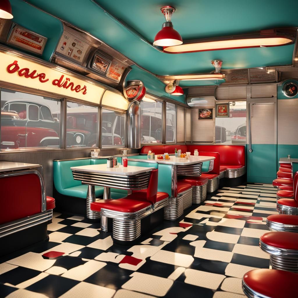 Vintage 1950s Diner Scene