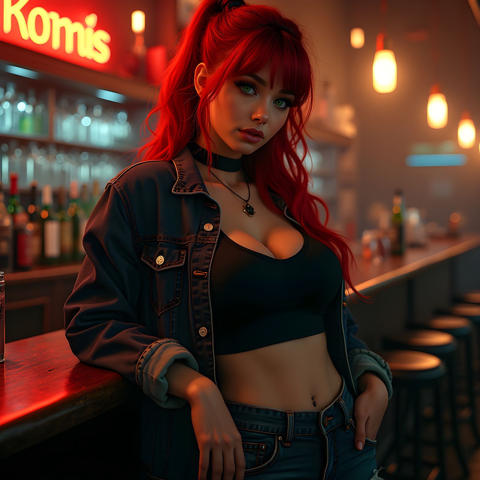 Fiery Red Hair Portrait with Voluptuous Figure