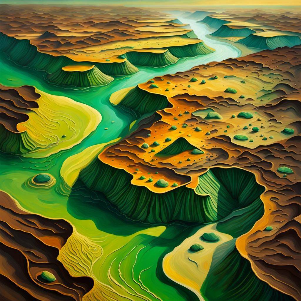 Desertification: Futuristic Oil Painting of Creeping Sands