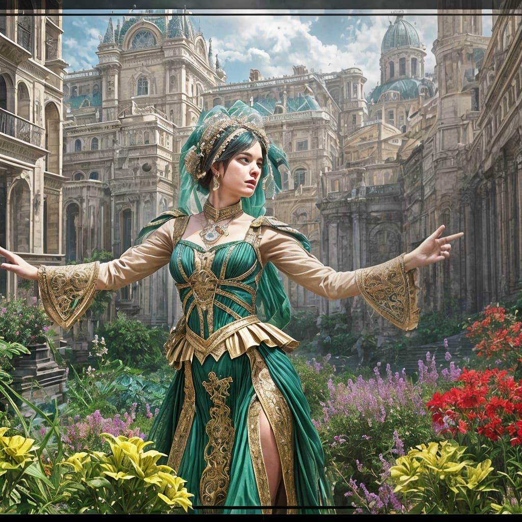 Dancer in Chromatic Art Deco Bauhaus Style