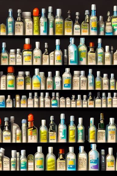 Cyberpunk Pharmacy Shelf of Curiosities