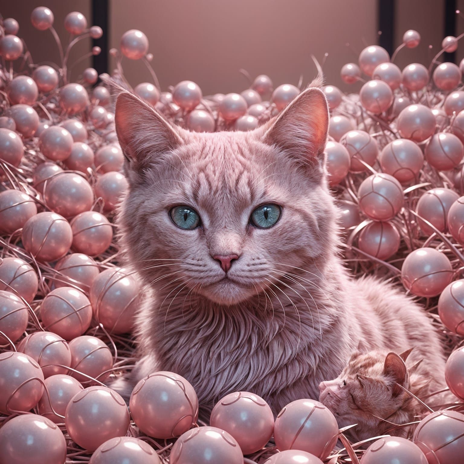 Pink Cat in 3D Anime Style