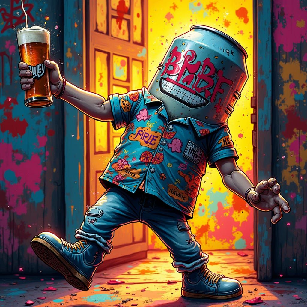 Drunk Beer Can in Pop Art Style