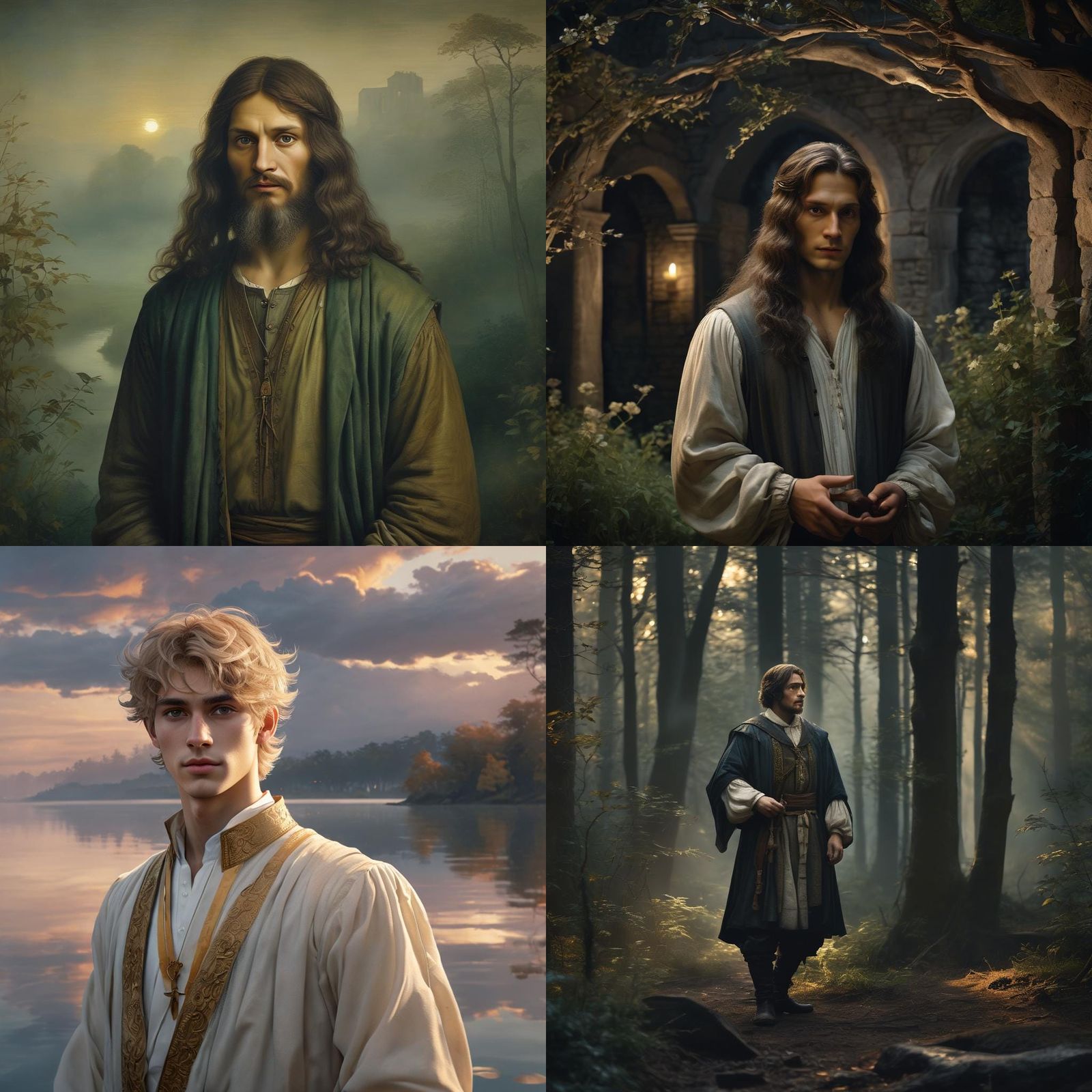 Romantic Man in Sfumato Style, Leonardo da Vinci Painting