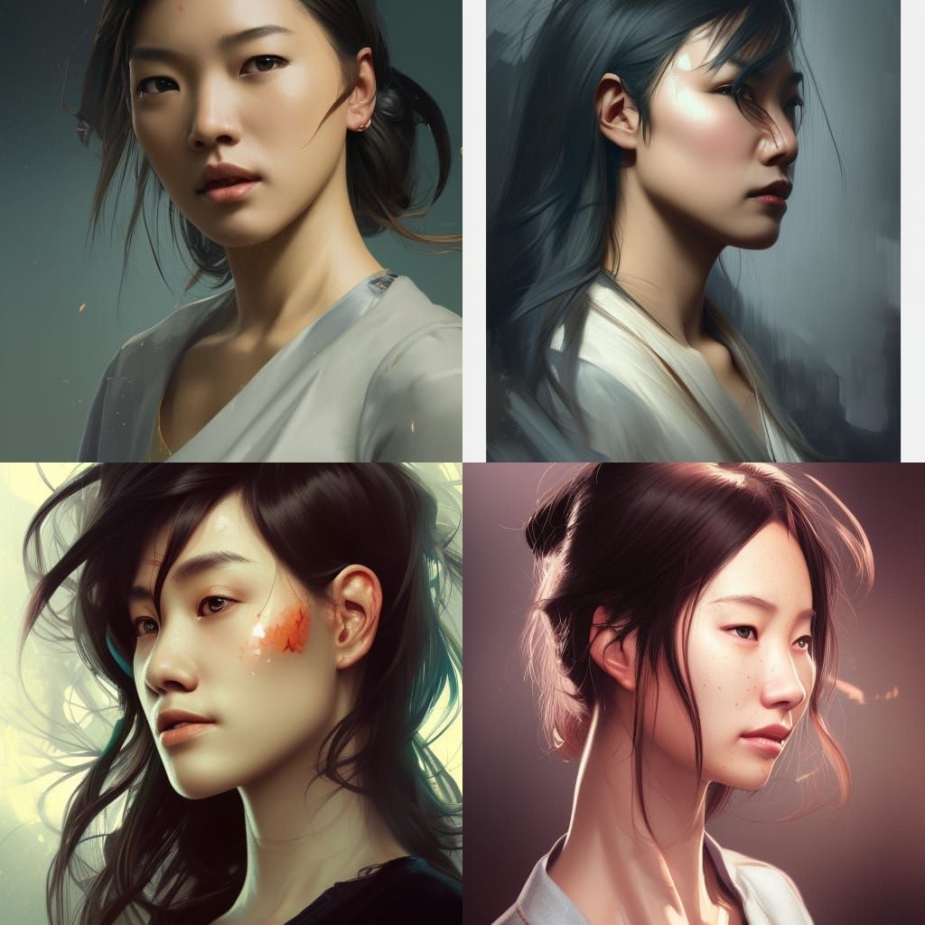 Hong Kong Women Portrait in Hyperdetailed Style