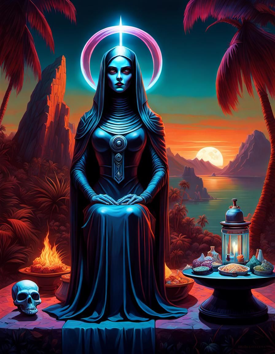 Gothic Alien Goddess Sacrifice in Aetherpunk Style