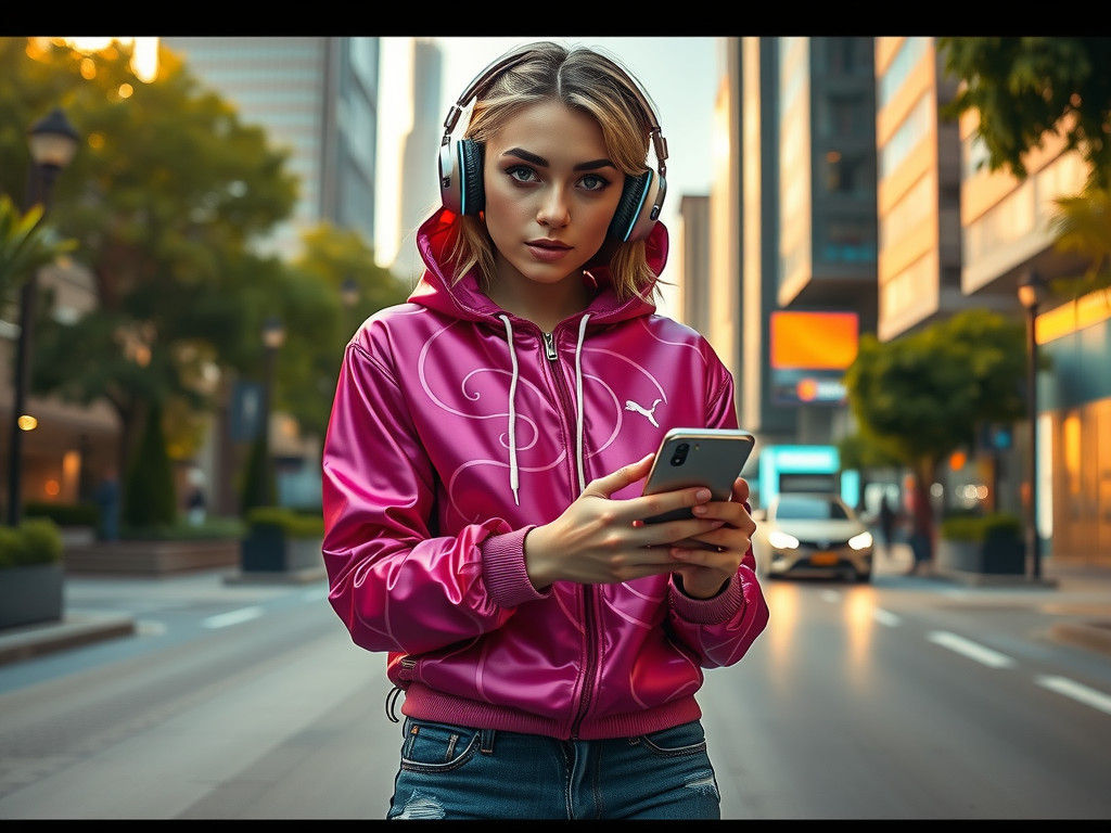 Woman in Solarpunk Cityscape, Photorealistic Digital Art