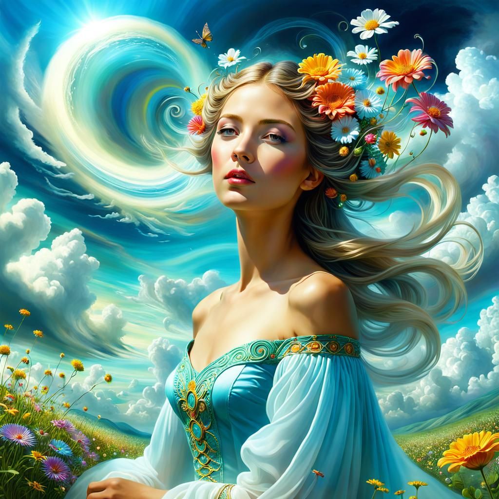 Ethereal Woman Portrait in a Surreal Dreamscape