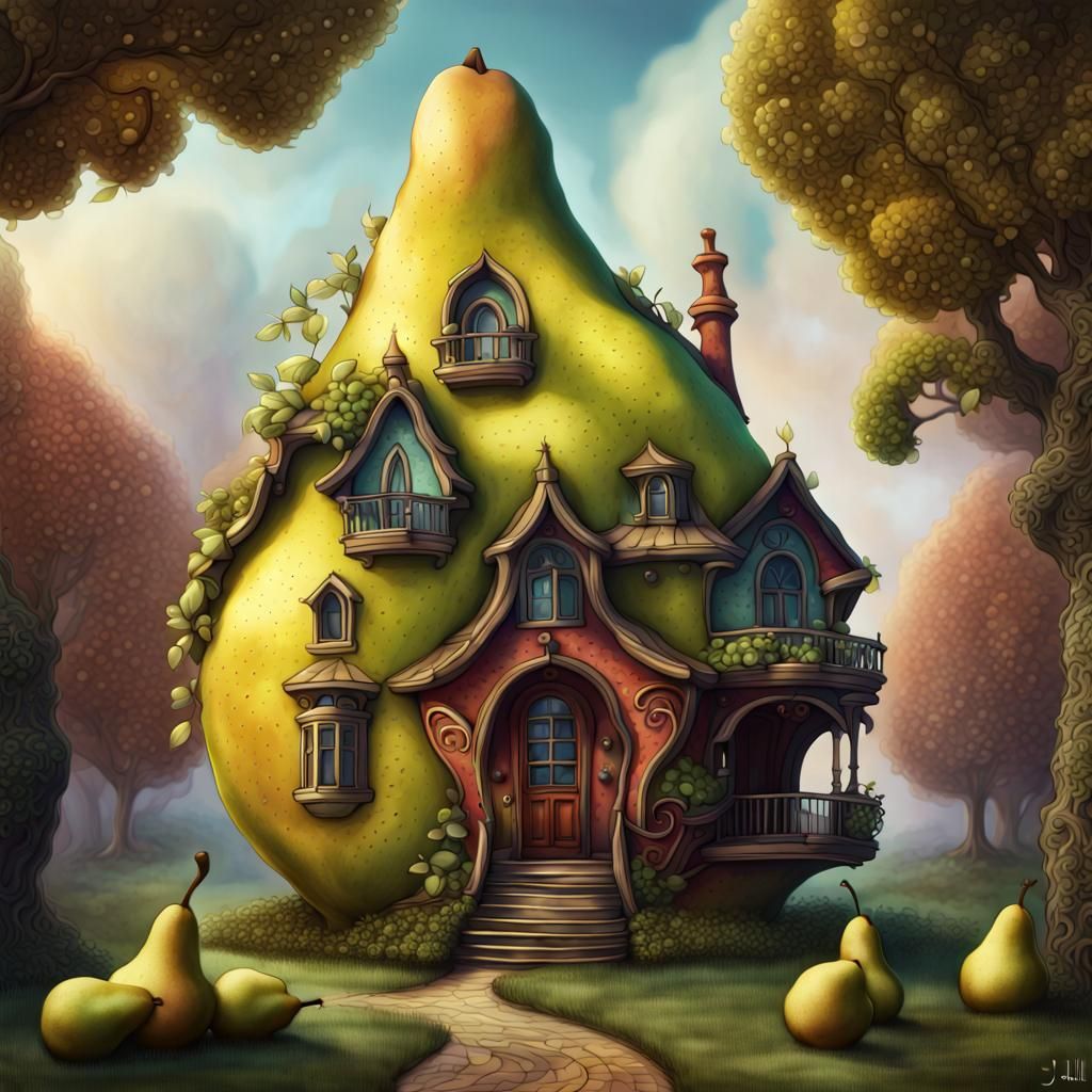 a house shaped like a large pear Jill Barklem intricate deta...