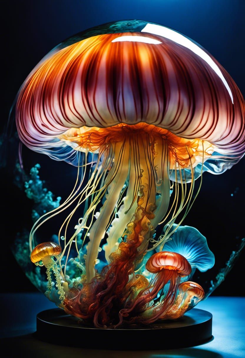 Bioluminescent Glass Jellyfish: Fantasycore Bioluminescence